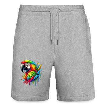 Papagei - Stanley/Stella Unisex Bio Joggingshorts Trainer  - Grau meliert - Vorne - Nik (191cm) & Marisol (170cm)
