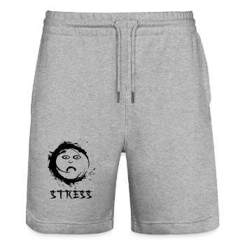 Enzo zen smiley Ensie Stress - Short de jogging bio TRAINER Stanley/Stella unisexe - gris chiné - Devant - Nik (191cm) & Marisol (170cm)
