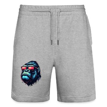 Gorilla - Stanley/Stella Trainer Unisex Organic Jogging Shorts - heather grey - Front - Nik (191cm) & Marisol (170cm)