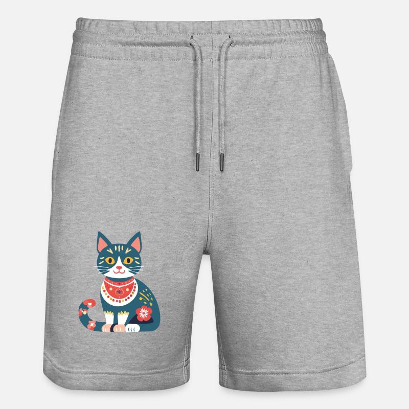 chaton folklorique mignon - Short de jogging bio TRAINER Stanley/Stella unisexe - gris chiné