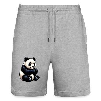Panda - Stanley/Stella Unisex Bio Joggingshorts Trainer  - Grau meliert - Vorne - Nik (191cm) & Marisol (170cm)
