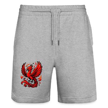 Red Phoenix - Stanley/Stella Trainer Unisex Organic Jogging Shorts - heather grey - Front - Nik (191cm) & Marisol (170cm)