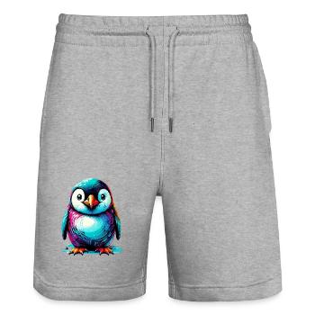 Pingouin - Short de jogging bio TRAINER Stanley/Stella unisexe - gris chiné - Devant - Nik (191cm) & Marisol (170cm)