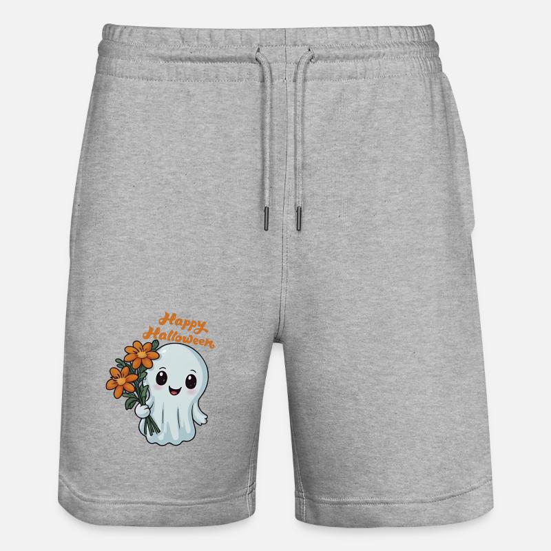Happy Halloween Gespenst - Spooky Ghost - Stanley/Stella Unisex Bio Joggingshorts Trainer  - Grau meliert
