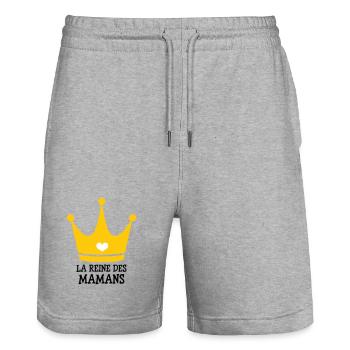 La Reine des Mamans - Fête des Mères - Short de jogging bio TRAINER Stanley/Stella unisexe - gris chiné - Devant - Nik (191cm) & Marisol (170cm)