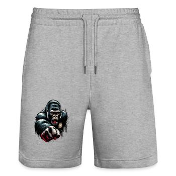 Gorilla - Stanley/Stella Unisex Bio Joggingshorts Trainer  - Grau meliert - Vorne - Nik (191cm) & Marisol (170cm)
