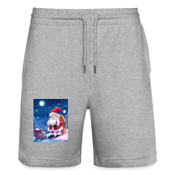 Christmas Man with Gifts Sack - Stanley/Stella Trainer Unisex Organic Jogging Shorts - heather grey - Front - Nik (191cm) & Marisol (170cm)
