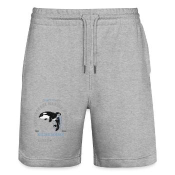 Orca Tier Meeressäuger - Schwertwal - Stanley/Stella Unisex Bio Joggingshorts Trainer  - Grau meliert - Vorne - Nik (191cm) & Marisol (170cm)