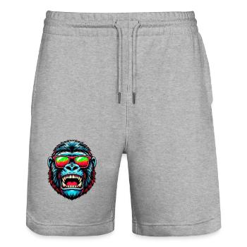 Gorillas mit Sonnenbrille - Stanley/Stella Unisex Bio Joggingshorts Trainer  - Grau meliert - Vorne - Nik (191cm) & Marisol (170cm)