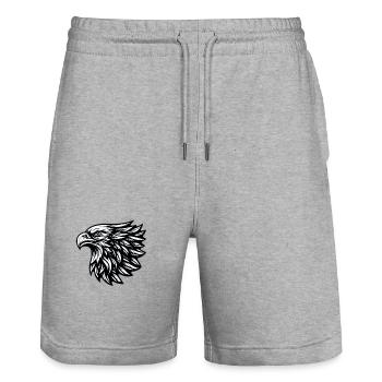 Tête d’aigle Noir Blanc - Short de jogging bio TRAINER Stanley/Stella unisexe - gris chiné - Devant - Nik (191cm) & Marisol (170cm)