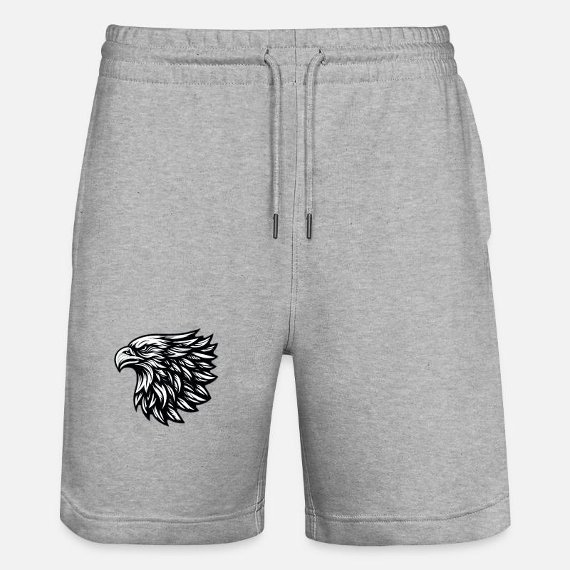 Tête d’aigle Noir Blanc - Short de jogging bio TRAINER Stanley/Stella unisexe - gris chiné