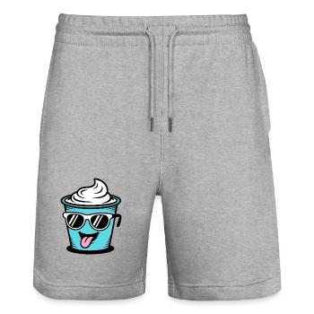 Becher Crème Frech Joghurt Rahm Sahne Eis Pudding - Stanley/Stella Unisex Bio Joggingshorts Trainer  - Grau meliert - Vorne - Nik (191cm) & Marisol (170cm)