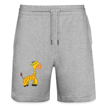 Charming Giraffe Caricature on Plush - Stanley/Stella Trainer Unisex Organic Jogging Shorts - heather grey - Front - Nik (191cm) & Marisol (170cm)