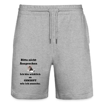 Saying cat annoyed - Stanley/Stella Trainer Unisex Organic Jogging Shorts - heather grey - Front - Nik (191cm) & Marisol (170cm)