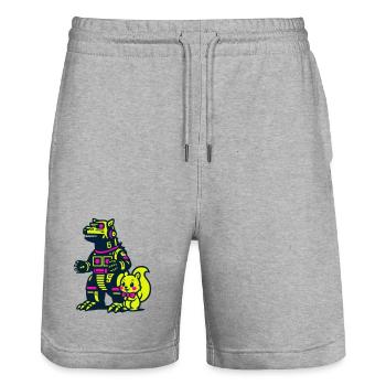 Mecha Dragon with Squirrel - Stanley/Stella Trainer Unisex Organic Jogging Shorts - heather grey - Front - Nik (191cm) & Marisol (170cm)