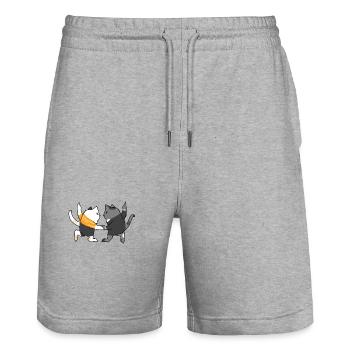 Tanzende Katzen - Stanley/Stella Unisex Bio Joggingshorts Trainer  - Grau meliert - Vorne - Nik (191cm) & Marisol (170cm)