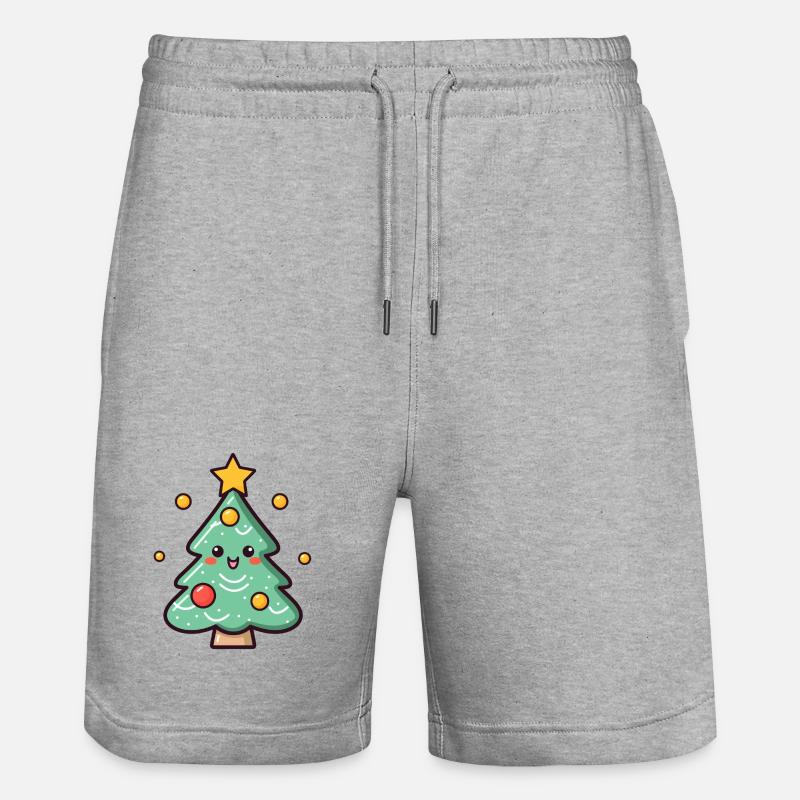 Illustration de sapin de Noël mignon - Short de jogging bio TRAINER Stanley/Stella unisexe - gris chiné