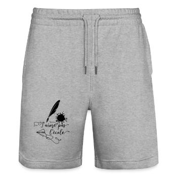 Ich mag die Schule nicht - Stanley/Stella Unisex Bio Joggingshorts Trainer  - Grau meliert - Vorne - Nik (191cm) & Marisol (170cm)