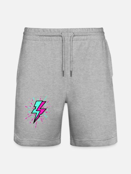 Retro Blitz bunten Stil - Stanley/Stella Unisex Bio Joggingshorts Trainer - Grau meliert