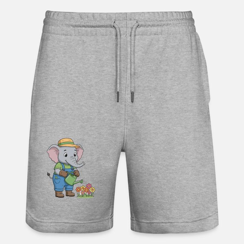 Conception fantaisiste de jardinage d’éléphant - Short de jogging bio TRAINER Stanley/Stella unisexe - gris chiné