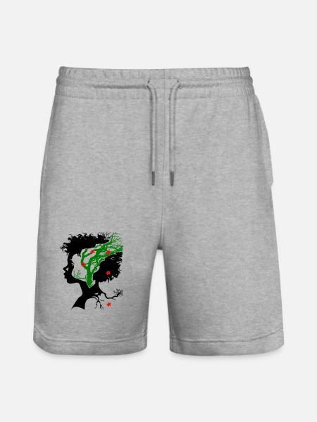 Abstract tree with flowers - Stanley/Stella Trainer Unisex Organic Jogging Shorts - heather grey