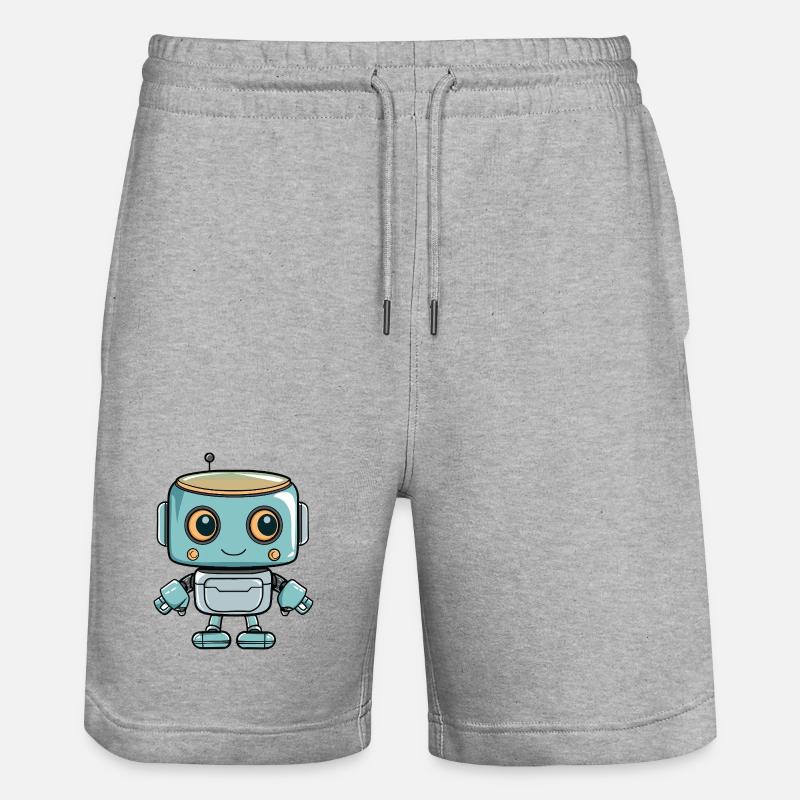 Imprimé robot mignon pour les enfants - Short de jogging bio TRAINER Stanley/Stella unisexe - gris chiné