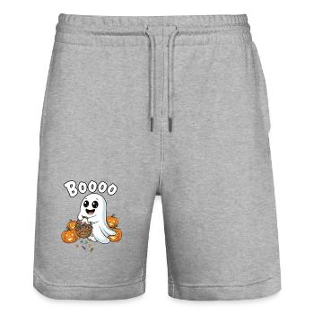 Boo Ghost Halloween Candy Basket - Stanley/Stella Trainer Unisex Organic Jogging Shorts - heather grey - Front - Nik (191cm) & Marisol (170cm)