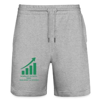 Motivation des entreprises en ligne - Short de jogging bio TRAINER Stanley/Stella unisexe - gris chiné - Devant - Nik (191cm) & Marisol (170cm)