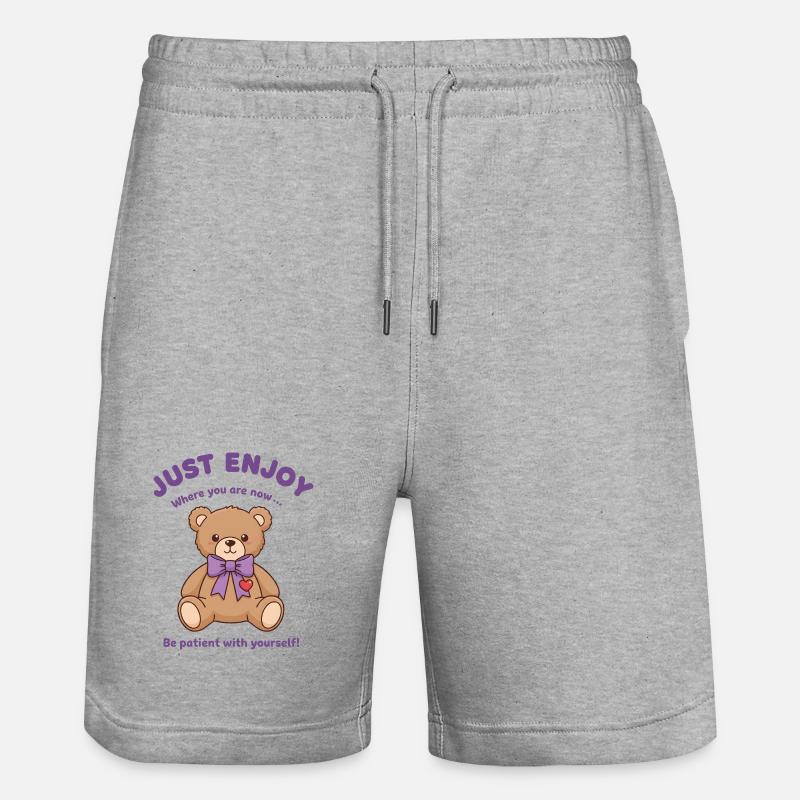 Ours en peluche Soyez patient avec vous-même - Short de jogging bio TRAINER Stanley/Stella unisexe - gris chiné