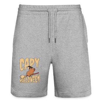Capybara Halloween - Stanley/Stella Unisex Bio Joggingshorts Trainer  - Grau meliert - Vorne - Nik (191cm) & Marisol (170cm)