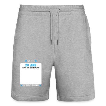 20th Birthday, My 20th Birthday with the Best - Stanley/Stella Trainer Unisex Organic Jogging Shorts - heather grey - Front - Nik (191cm) & Marisol (170cm)