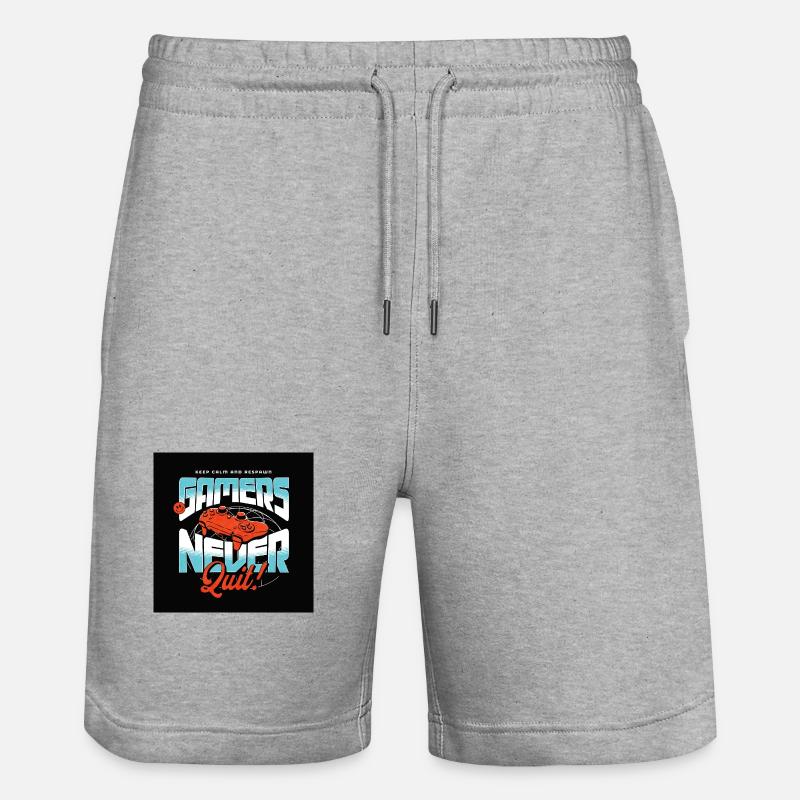 Gamers Never Quit Controller - Stanley/Stella Unisex Bio Joggingshorts Trainer  - Grau meliert