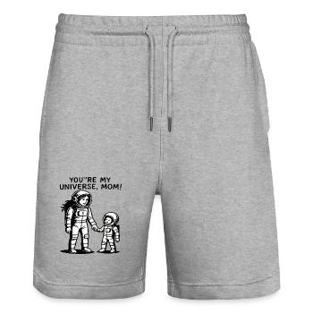 Du bist meine Universumsmutter - Stanley/Stella Unisex Bio Joggingshorts Trainer  - Grau meliert - Vorne - Nik (191cm) & Marisol (170cm)
