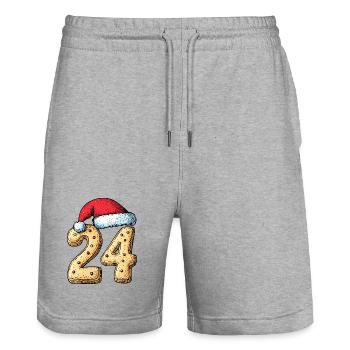 24 Number Cookie Christmas - Stanley/Stella Trainer Unisex Organic Jogging Shorts - heather grey - Front - Nik (191cm) & Marisol (170cm)