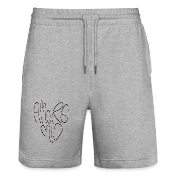 Lettrage Amore Mio - Short de jogging bio TRAINER Stanley/Stella unisexe - gris chiné - Devant - Nik (191cm) & Marisol (170cm)