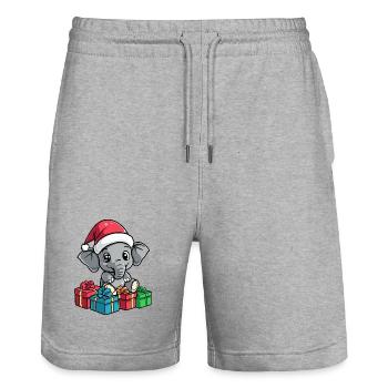 Elephant Christmas Gifts - Stanley/Stella Trainer Unisex Organic Jogging Shorts - heather grey - Front - Nik (191cm) & Marisol (170cm)