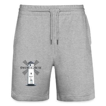 Swinemünde Leuchtturm , Handzeichnung Polen - Stanley/Stella Unisex Bio Joggingshorts Trainer  - Grau meliert - Vorne - Nik (191cm) & Marisol (170cm)