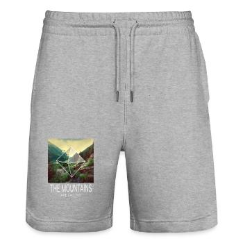 Berg Berge Bergsteigen Wandern Klettern Natur - Stanley/Stella Unisex Bio Joggingshorts Trainer  - Grau meliert - Vorne - Nik (191cm) & Marisol (170cm)