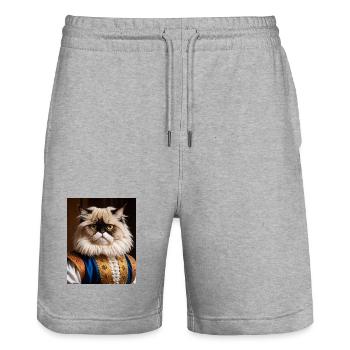 Royal Velvet Paw – The Aristocrat Cat - Stanley/Stella Trainer Unisex Organic Jogging Shorts - heather grey - Front - Nik (191cm) & Marisol (170cm)