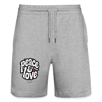PEACE LOVE #5 - let's talk - Short de jogging bio TRAINER Stanley/Stella unisexe - gris chiné - Devant - Nik (191cm) & Marisol (170cm)