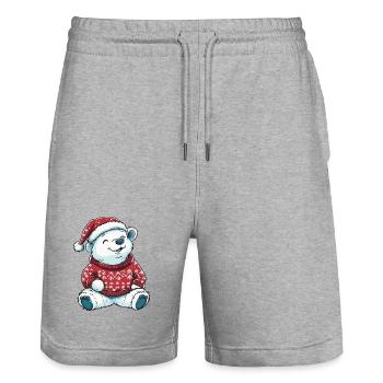 Noël de l’ours polaire - Short de jogging bio TRAINER Stanley/Stella unisexe - gris chiné - Devant - Nik (191cm) & Marisol (170cm)