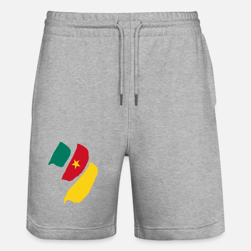 Drapeau du Cameroun - Short de jogging bio TRAINER Stanley/Stella unisexe - gris chiné