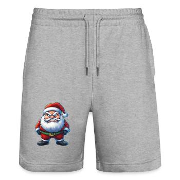 angry Santa Claus :) - Stanley/Stella Unisex Bio Joggingshorts Trainer  - Grau meliert - Vorne - Nik (191cm) & Marisol (170cm)