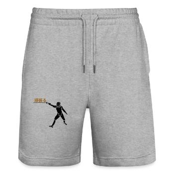 Japanese Fencing Motivation - Stanley/Stella Trainer Unisex Organic Jogging Shorts - heather grey - Front - Nik (191cm) & Marisol (170cm)