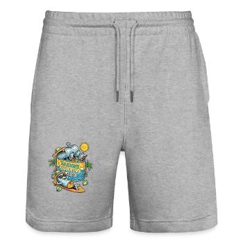 Été des Sardines - Short de jogging bio TRAINER Stanley/Stella unisexe - gris chiné - Devant - Nik (191cm) & Marisol (170cm)