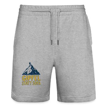 Gipfel statt Sofa - Stanley/Stella Unisex Bio Joggingshorts Trainer  - Grau meliert - Vorne - Nik (191cm) & Marisol (170cm)