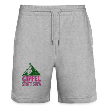 Gipfel statt Sofa - Stanley/Stella Unisex Bio Joggingshorts Trainer  - Grau meliert - Vorne - Nik (191cm) & Marisol (170cm)