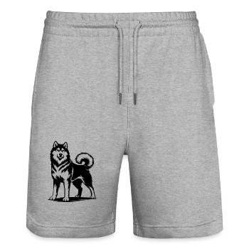 Alaskan Malamute in stolzer Pose - Stanley/Stella Unisex Bio Joggingshorts Trainer  - Grau meliert - Vorne - Nik (191cm) & Marisol (170cm)