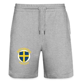Göteborgs Sköld in Swedish Colors - Stanley/Stella Trainer Unisex Organic Jogging Shorts - heather grey - Front - Nik (191cm) & Marisol (170cm)
