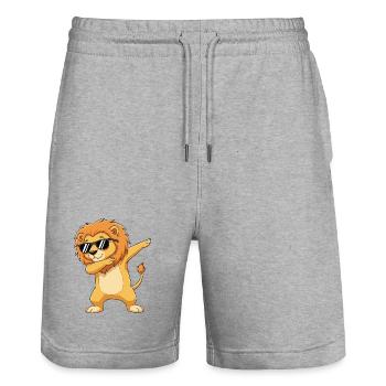 Cool Dabbing Lion Sunglasses Cartoon Art - Stanley/Stella Trainer Unisex Organic Jogging Shorts - heather grey - Front - Nik (191cm) & Marisol (170cm)